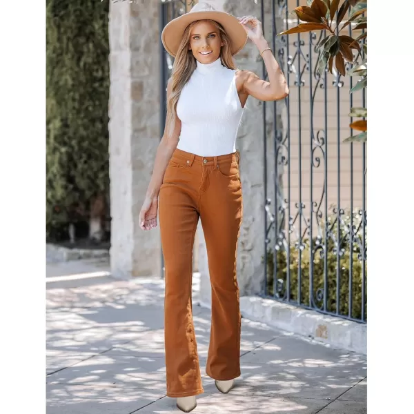 GRAPENT Bootcut Jeans for Women High Waist Stretchy Fleece Lined Pants Flare Jeans Denim Thermal Pants Winter ClothesApricot Orange