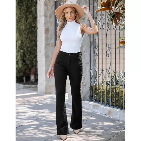 GRAPENT Bootcut Jeans for Women High Waist Stretchy Fleece Lined Pants Flare Jeans Denim Thermal Pants Winter ClothesBlack
