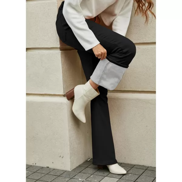 GRAPENT Bootcut Jeans for Women High Waist Stretchy Fleece Lined Pants Flare Jeans Denim Thermal Pants Winter ClothesBlack