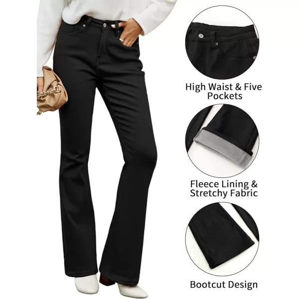 GRAPENT Bootcut Jeans for Women High Waist Stretchy Fleece Lined Pants Flare Jeans Denim Thermal Pants Winter ClothesBlack