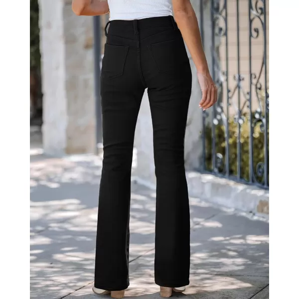GRAPENT Bootcut Jeans for Women High Waist Stretchy Fleece Lined Pants Flare Jeans Denim Thermal Pants Winter ClothesBlack