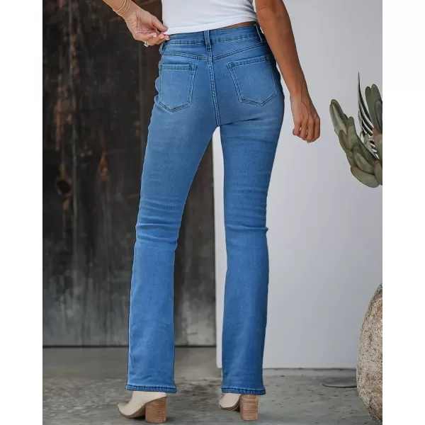 GRAPENT Bootcut Jeans for Women High Waist Stretchy Fleece Lined Pants Flare Jeans Denim Thermal Pants Winter ClothesClassic Blue