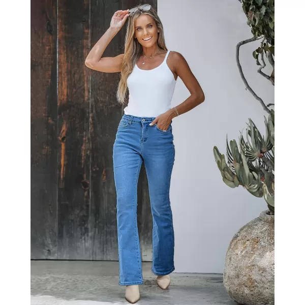 GRAPENT Bootcut Jeans for Women High Waist Stretchy Fleece Lined Pants Flare Jeans Denim Thermal Pants Winter ClothesClassic Blue