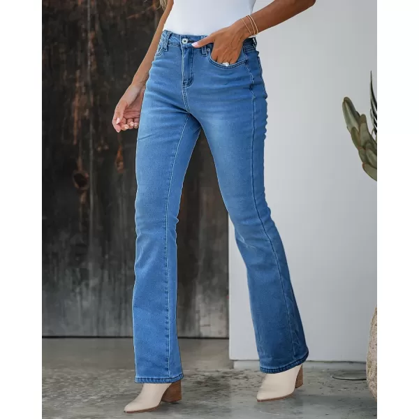 GRAPENT Bootcut Jeans for Women High Waist Stretchy Fleece Lined Pants Flare Jeans Denim Thermal Pants Winter ClothesClassic Blue