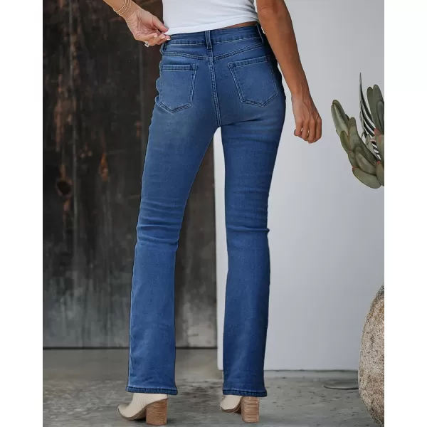 GRAPENT Bootcut Jeans for Women High Waist Stretchy Fleece Lined Pants Flare Jeans Denim Thermal Pants Winter ClothesDeep Blue