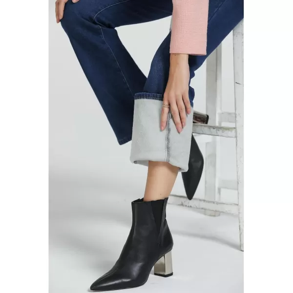 GRAPENT Bootcut Jeans for Women High Waist Stretchy Fleece Lined Pants Flare Jeans Denim Thermal Pants Winter ClothesDeep Blue