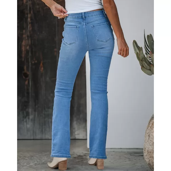 GRAPENT Bootcut Jeans for Women High Waist Stretchy Fleece Lined Pants Flare Jeans Denim Thermal Pants Winter ClothesMedium Blue