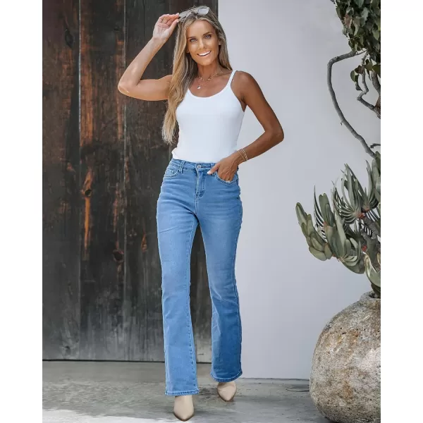 GRAPENT Bootcut Jeans for Women High Waist Stretchy Fleece Lined Pants Flare Jeans Denim Thermal Pants Winter ClothesMedium Blue