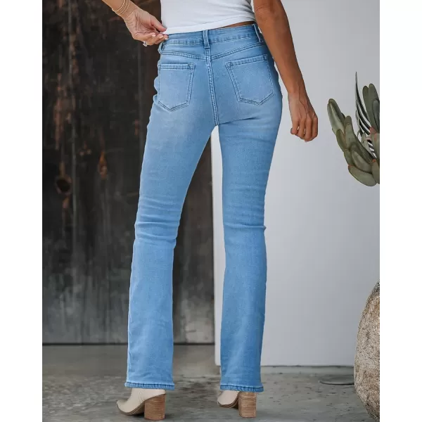GRAPENT Bootcut Jeans for Women High Waist Stretchy Fleece Lined Pants Flare Jeans Denim Thermal Pants Winter ClothesPowder Blue