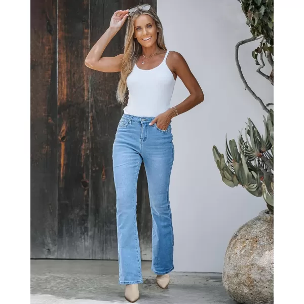GRAPENT Bootcut Jeans for Women High Waist Stretchy Fleece Lined Pants Flare Jeans Denim Thermal Pants Winter ClothesPowder Blue