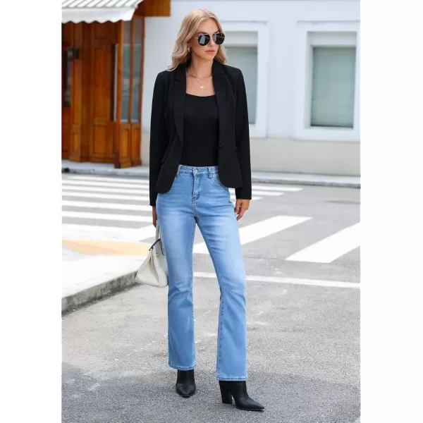GRAPENT Bootcut Jeans for Women High Waist Stretchy Fleece Lined Pants Flare Jeans Denim Thermal Pants Winter ClothesPowder Blue