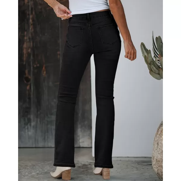GRAPENT Bootcut Jeans for Women High Waist Stretchy Fleece Lined Pants Flare Jeans Denim Thermal Pants Winter ClothesWashed Black