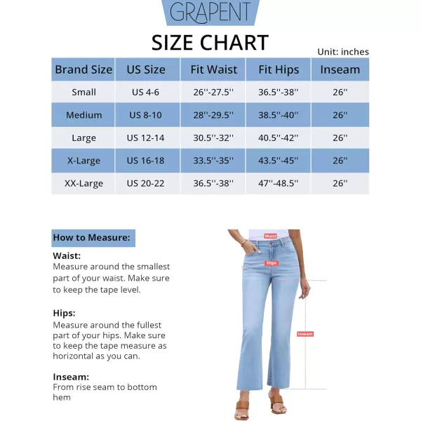 GRAPENT Flare Jeans for Women High Waisted Trendy Cropped Jeans Stretchy Denim Pants Raw Hem Ankle Trouser Jeans PocketsAiry Blue