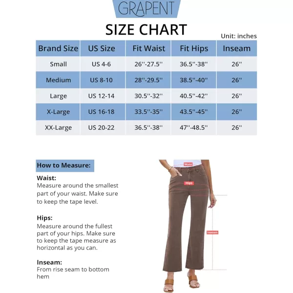 GRAPENT Flare Jeans for Women High Waisted Trendy Cropped Jeans Stretchy Denim Pants Raw Hem Ankle Trouser Jeans PocketsCinnamon Brown  Acid Wash