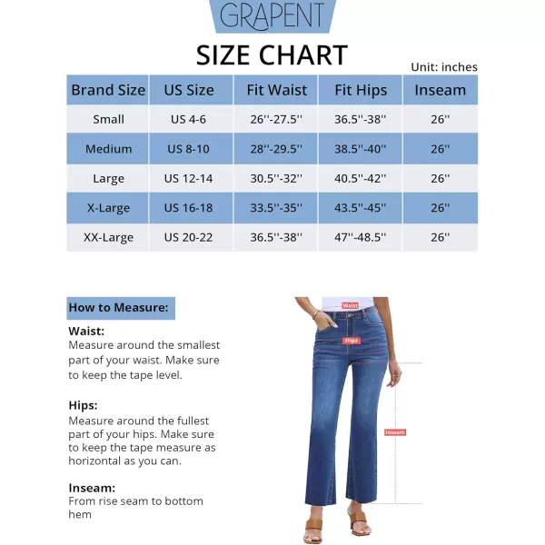 GRAPENT Flare Jeans for Women High Waisted Trendy Cropped Jeans Stretchy Denim Pants Raw Hem Ankle Trouser Jeans PocketsClassic Blue