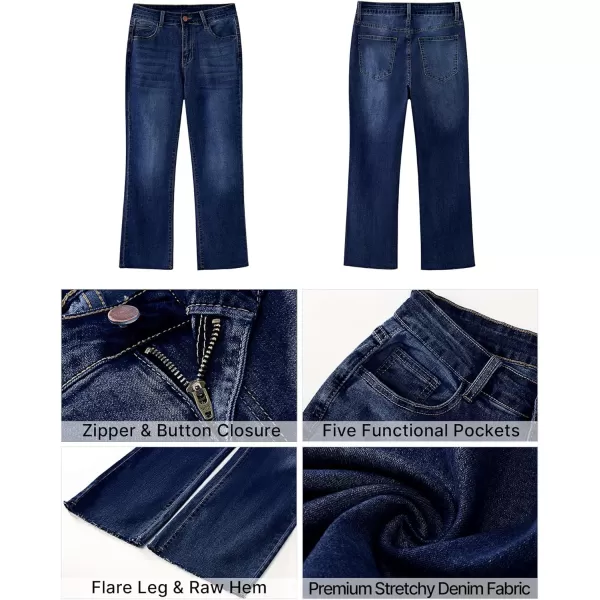 GRAPENT Flare Jeans for Women High Waisted Trendy Cropped Jeans Stretchy Denim Pants Raw Hem Ankle Trouser Jeans PocketsIndigo Skyblue
