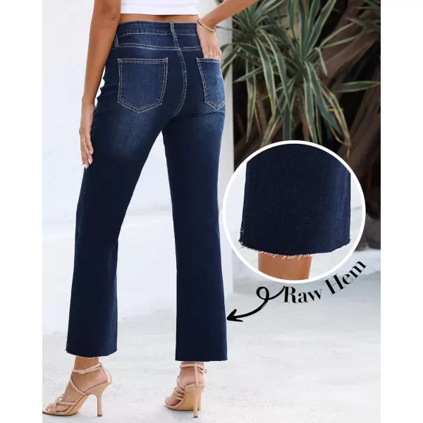 GRAPENT Flare Jeans for Women High Waisted Trendy Cropped Jeans Stretchy Denim Pants Raw Hem Ankle Trouser Jeans PocketsIndigo Skyblue