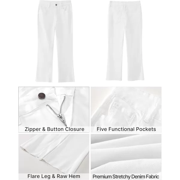 GRAPENT Flare Jeans for Women High Waisted Trendy Cropped Jeans Stretchy Denim Pants Raw Hem Ankle Trouser Jeans PocketsIvory White