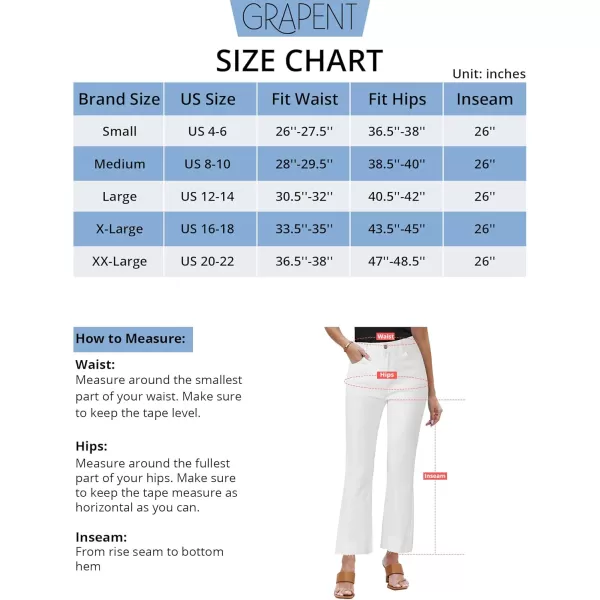 GRAPENT Flare Jeans for Women High Waisted Trendy Cropped Jeans Stretchy Denim Pants Raw Hem Ankle Trouser Jeans PocketsIvory White