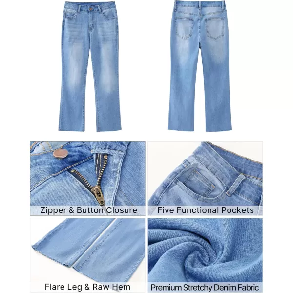 GRAPENT Flare Jeans for Women High Waisted Trendy Cropped Jeans Stretchy Denim Pants Raw Hem Ankle Trouser Jeans PocketsMedium Blue