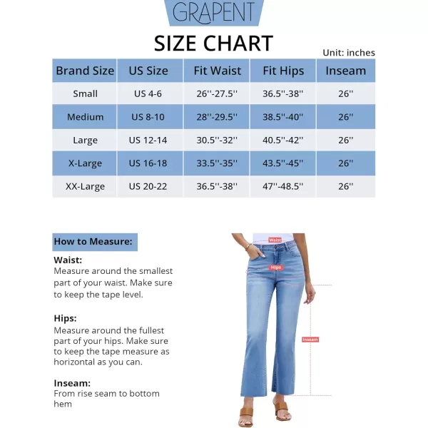 GRAPENT Flare Jeans for Women High Waisted Trendy Cropped Jeans Stretchy Denim Pants Raw Hem Ankle Trouser Jeans PocketsMedium Blue