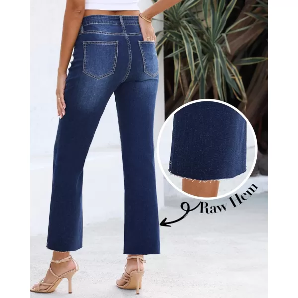 GRAPENT Flare Jeans for Women High Waisted Trendy Cropped Jeans Stretchy Denim Pants Raw Hem Ankle Trouser Jeans PocketsNightfall Blue