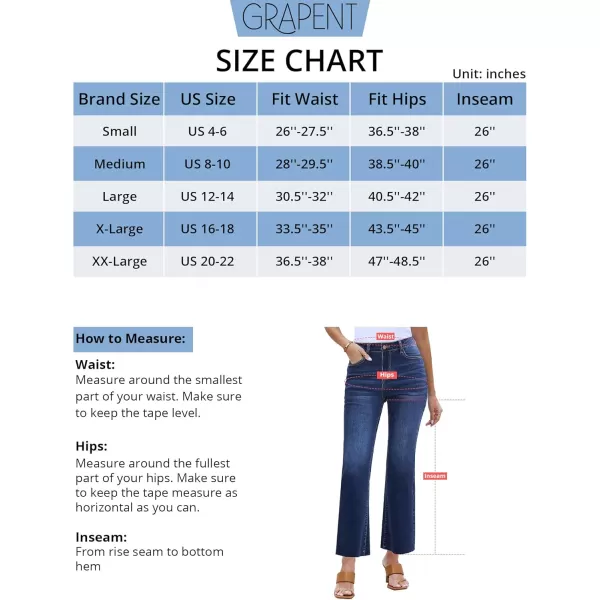GRAPENT Flare Jeans for Women High Waisted Trendy Cropped Jeans Stretchy Denim Pants Raw Hem Ankle Trouser Jeans PocketsNightfall Blue