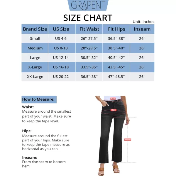 GRAPENT Flare Jeans for Women High Waisted Trendy Cropped Jeans Stretchy Denim Pants Raw Hem Ankle Trouser Jeans PocketsWashed Black