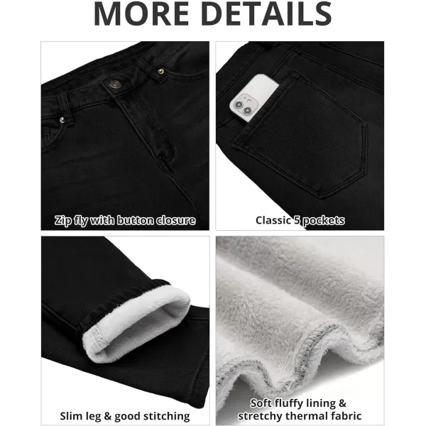 GRAPENT Fleece Lined Leggings Womens Skinny Jeans High Waisted Thermal Jeggings Winter Stretch Denim Pants WarmBlack