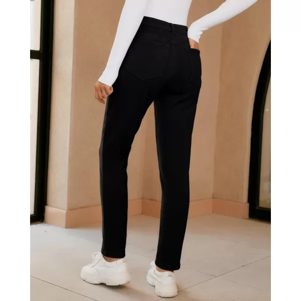 GRAPENT Fleece Lined Leggings Womens Skinny Jeans High Waisted Thermal Jeggings Winter Stretch Denim Pants WarmBlack