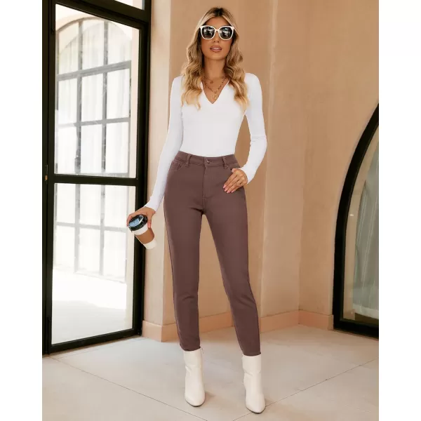 GRAPENT Fleece Lined Leggings Womens Skinny Jeans High Waisted Thermal Jeggings Winter Stretch Denim Pants WarmCappuccino