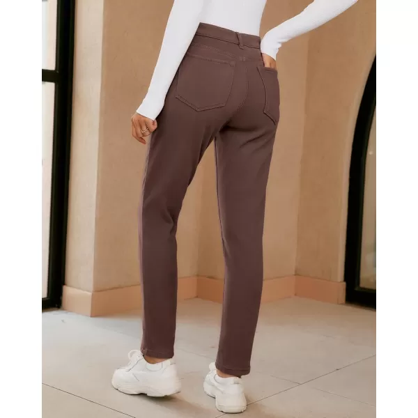 GRAPENT Fleece Lined Leggings Womens Skinny Jeans High Waisted Thermal Jeggings Winter Stretch Denim Pants WarmCappuccino