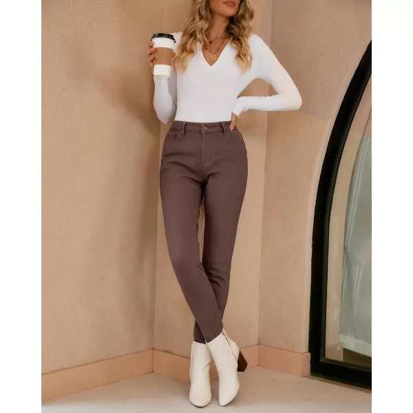 GRAPENT Fleece Lined Leggings Womens Skinny Jeans High Waisted Thermal Jeggings Winter Stretch Denim Pants WarmCappuccino
