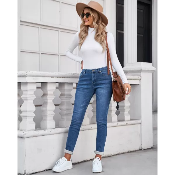GRAPENT Fleece Lined Leggings Womens Skinny Jeans High Waisted Thermal Jeggings Winter Stretch Denim Pants WarmClassic Blue