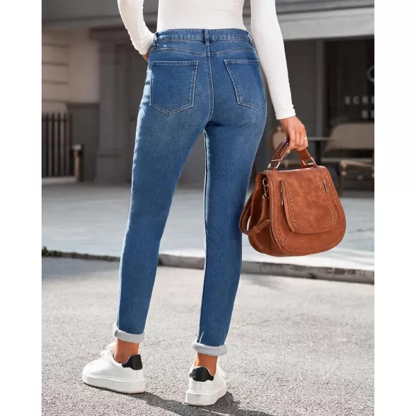 GRAPENT Fleece Lined Leggings Womens Skinny Jeans High Waisted Thermal Jeggings Winter Stretch Denim Pants WarmClassic Blue