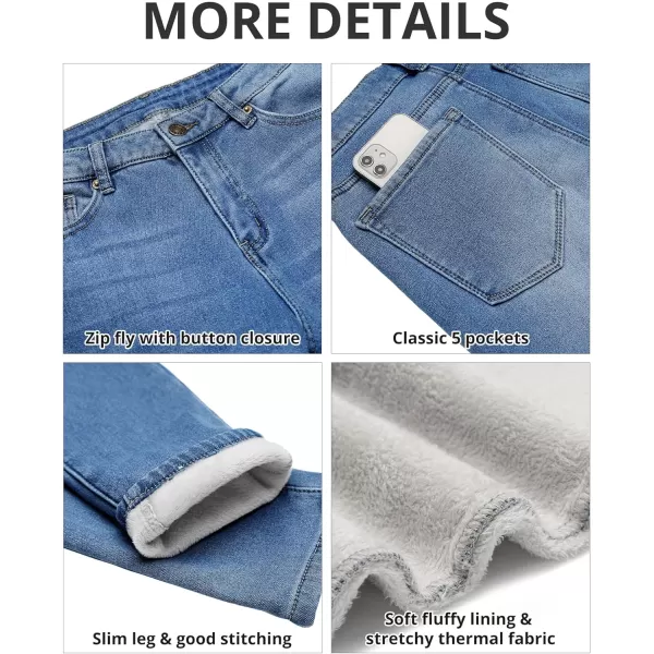 GRAPENT Fleece Lined Leggings Womens Skinny Jeans High Waisted Thermal Jeggings Winter Stretch Denim Pants WarmClassic Blue