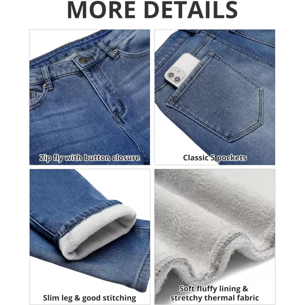 GRAPENT Fleece Lined Leggings Womens Skinny Jeans High Waisted Thermal Jeggings Winter Stretch Denim Pants WarmDarkness Blue