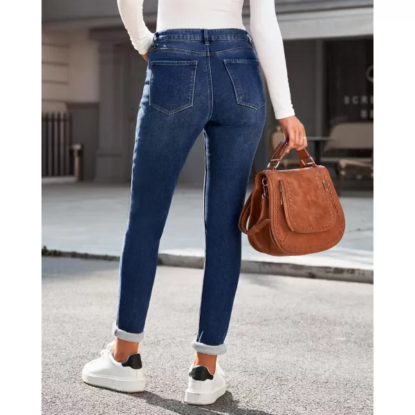 GRAPENT Fleece Lined Leggings Womens Skinny Jeans High Waisted Thermal Jeggings Winter Stretch Denim Pants WarmDarkness Blue