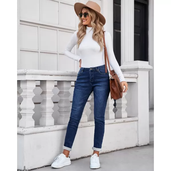 GRAPENT Fleece Lined Leggings Womens Skinny Jeans High Waisted Thermal Jeggings Winter Stretch Denim Pants WarmDarkness Blue