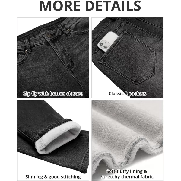 GRAPENT Fleece Lined Leggings Womens Skinny Jeans High Waisted Thermal Jeggings Winter Stretch Denim Pants WarmFaded Black