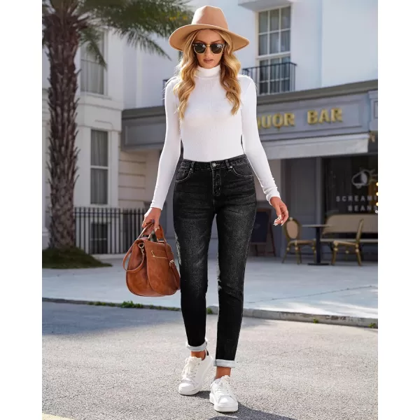 GRAPENT Fleece Lined Leggings Womens Skinny Jeans High Waisted Thermal Jeggings Winter Stretch Denim Pants WarmFaded Black