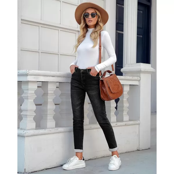 GRAPENT Fleece Lined Leggings Womens Skinny Jeans High Waisted Thermal Jeggings Winter Stretch Denim Pants WarmFaded Black