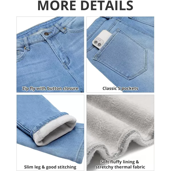 GRAPENT Fleece Lined Leggings Womens Skinny Jeans High Waisted Thermal Jeggings Winter Stretch Denim Pants WarmPowder Blue