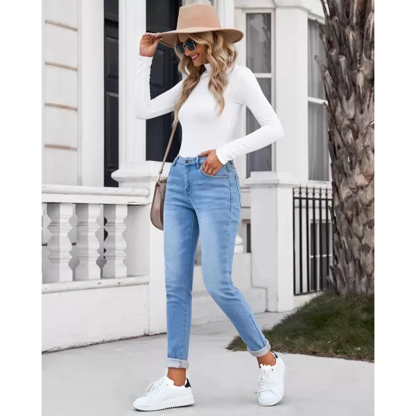 GRAPENT Fleece Lined Leggings Womens Skinny Jeans High Waisted Thermal Jeggings Winter Stretch Denim Pants WarmPowder Blue