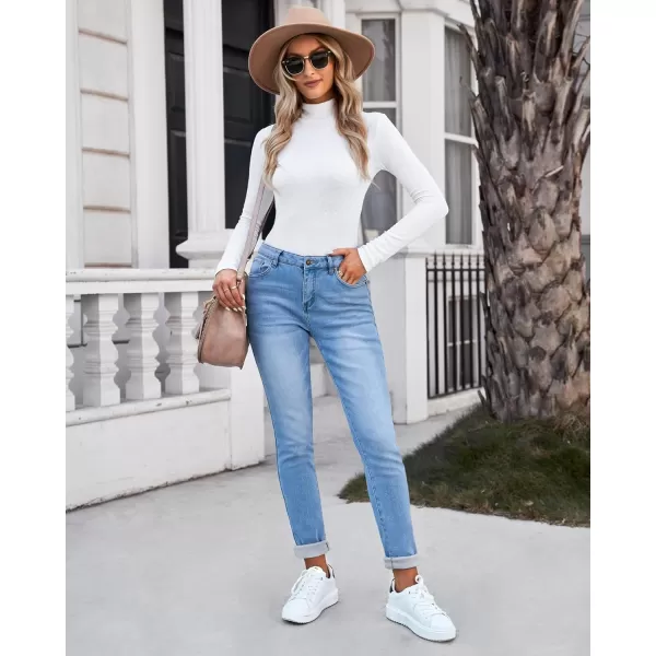GRAPENT Fleece Lined Leggings Womens Skinny Jeans High Waisted Thermal Jeggings Winter Stretch Denim Pants WarmPowder Blue