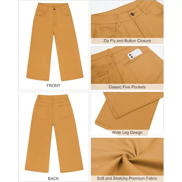 GRAPENT Jean Capris for Women Wide Leg Jeans High Waisted Crop Denim Capri Pants Stretchy BaggyCadmium Yellow