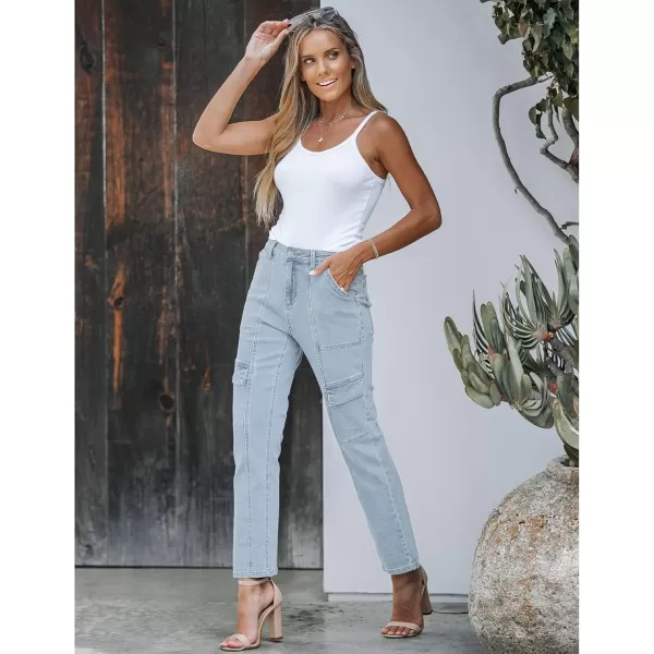 GRAPENT Jeans for Women Fashion Cargo Pants High Waisted Stretch Straight Leg Distressed Denim Pants