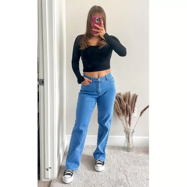 GRAPENT Jeans for Women Fleece Lined Pants High Waisted Stretchy Denim Straight Leg Baggy Jeans Sherpa Warm Winter ClothesBlue Tides
