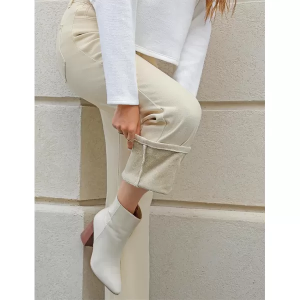 GRAPENT Jeans for Women Fleece Lined Pants High Waisted Stretchy Denim Straight Leg Baggy Jeans Sherpa Warm Winter ClothesCannoli Cream