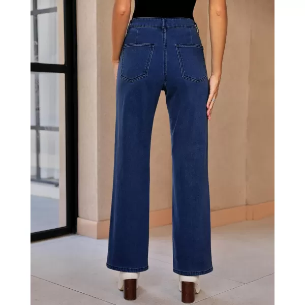 GRAPENT Jeans for Women Fleece Lined Pants High Waisted Stretchy Denim Straight Leg Baggy Jeans Sherpa Warm Winter ClothesLapis Storm
